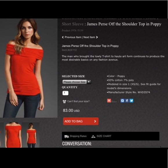 James Perse Off the Shoulder Shirt - Picture 2 of 8